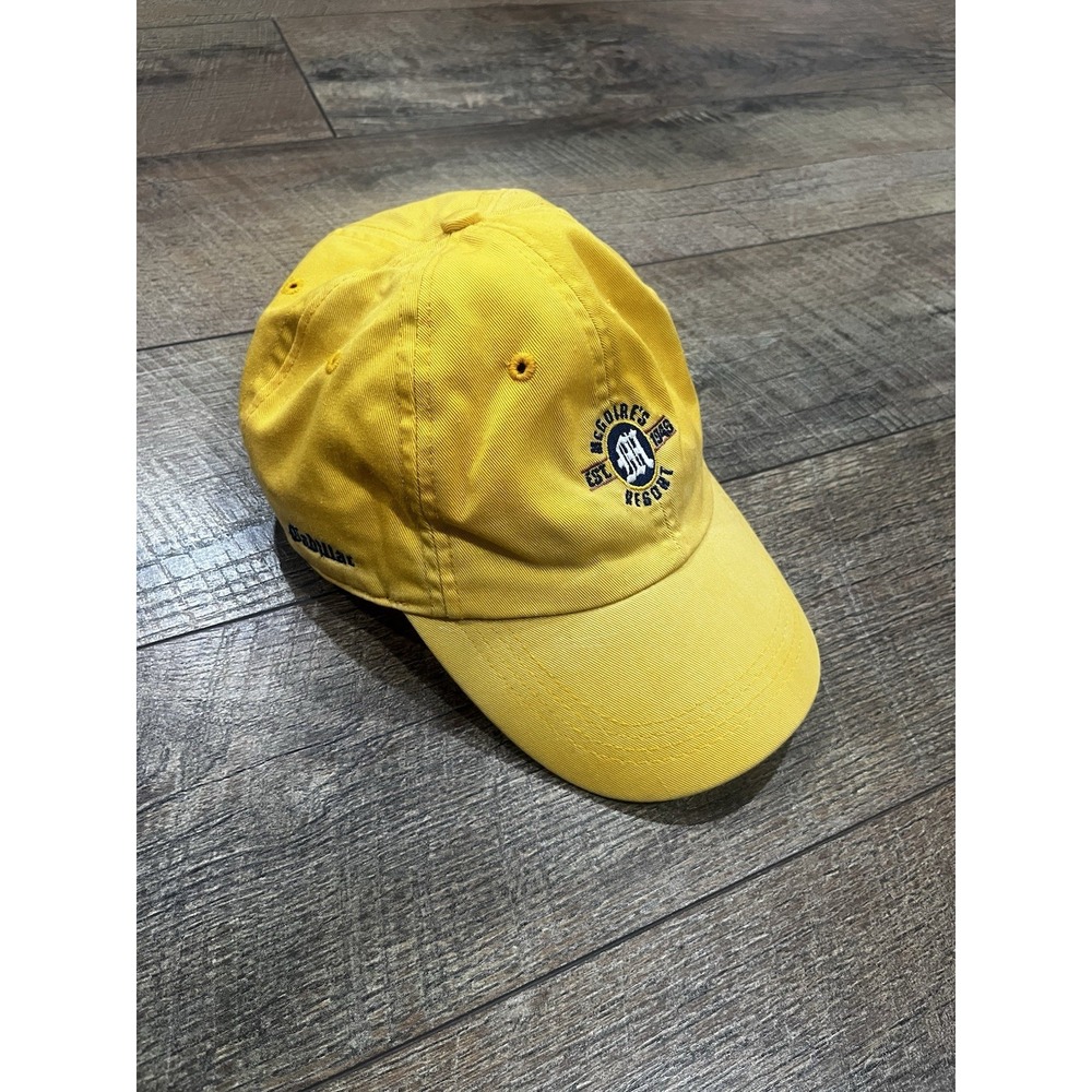Vintage Embroidered McGuire's Resort‎ Cadillac Golf Hat Cap Adjustable Yellow